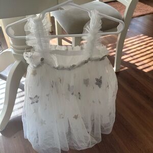 White tulle Dress with silver and gold stars